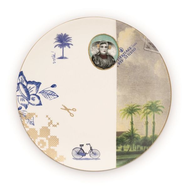 Pip Studio Heritage Plate Palm White 20cm | Allium Interiors