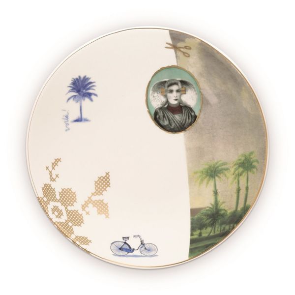 Pip Studio Heritage Deep Plate Palm White 18cm | Allium Interiors