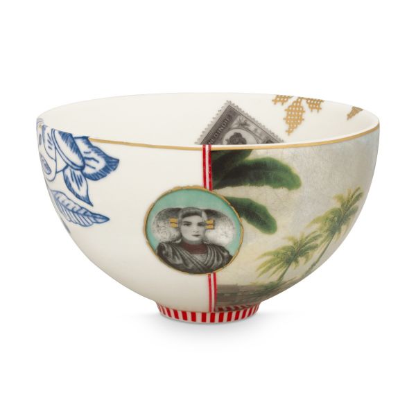 Pip Studio Heritage Bowl Palm White 15cm | Allium Interiors