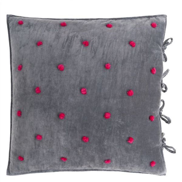 Designers Guild Sevanti Euro Pillowcase Pom Pom Graphite & Pink | Allium Interiors