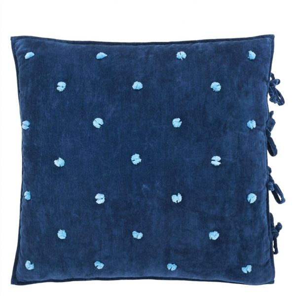 Designers Guild Sevanti Euro Pillowcase Pom Pom Indigo & Pale Blue | Allium Interiors