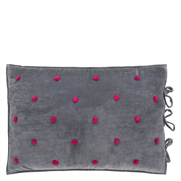 Designers Guild Sevanti Oxford Pillowcase Pom Pom Graphite & Pink  | Allium Interiors