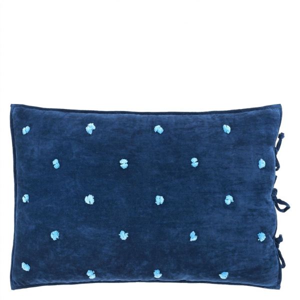 Designers Guild Sevanti Oxford Pillowcase Pom Pom  Indigo & Pale Blue | Allium Interiors