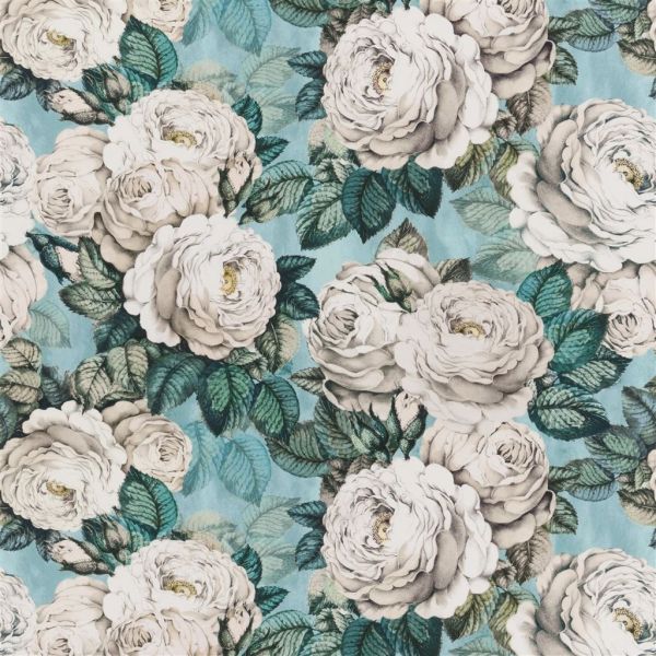 John Derian Fabric The Rose Swedish Blue | Allium Interiors