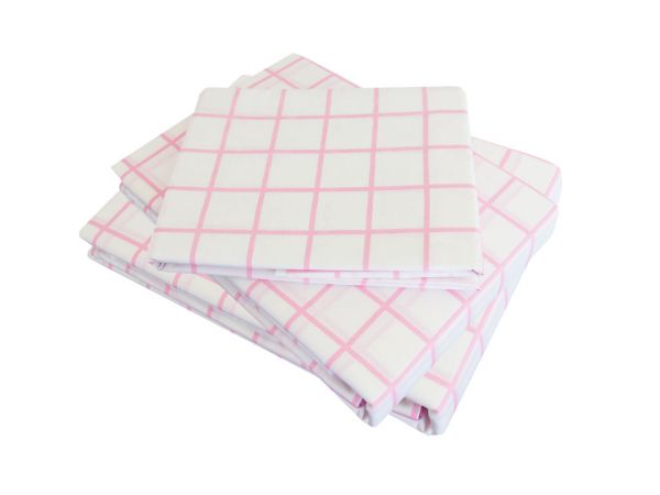 Patersonrose Almond Pink Check Sheet Set | Allium Interiors