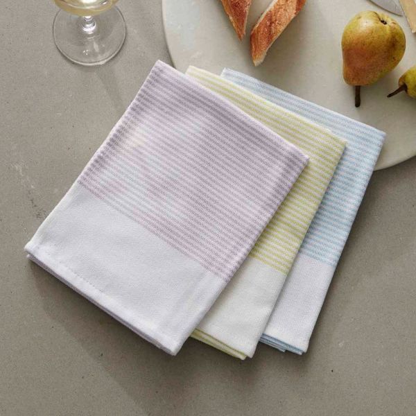 Baksana Thirsty Tea Towel Set/3 Bluebell Lilac Lime | Allium Interiors