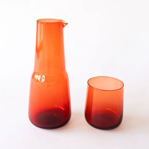 Bison Glass Birgit Carafe & Elias Tumbler Set Blood Orange | Allium Interiors