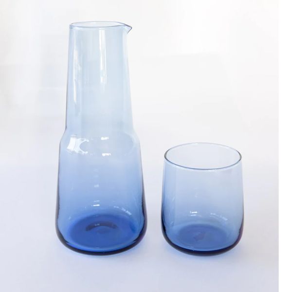 Bison Glass Birgit Carafe & Elias Tumbler Set Bluebell | Allium Interiors