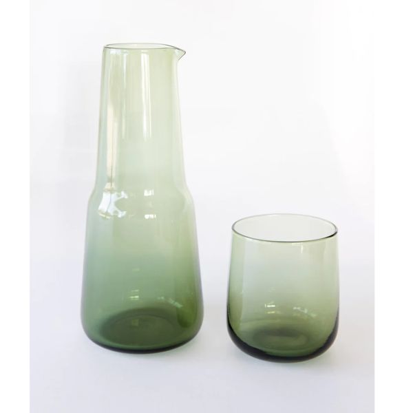 Bison Glass Birgit Carafe & Elias Tumbler Set Olive | Allium Interiors