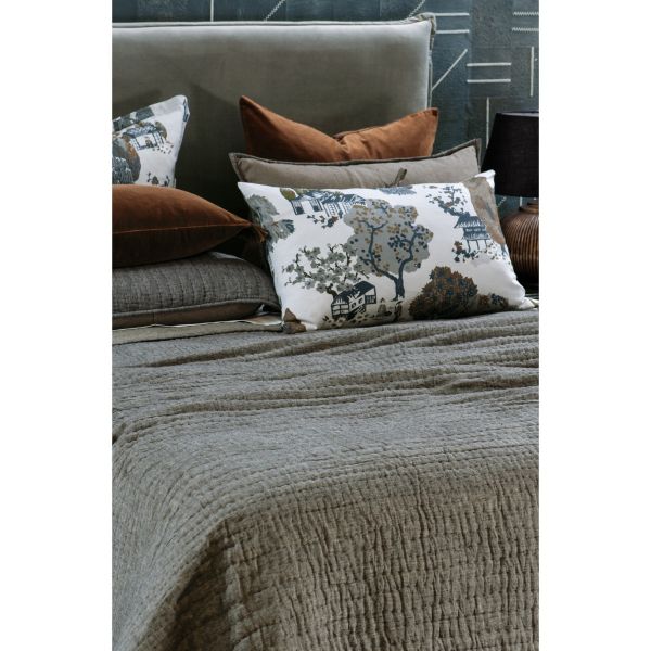 Bianca Lorenne Misaka Charcoal Bedspread | Allium Interiors
