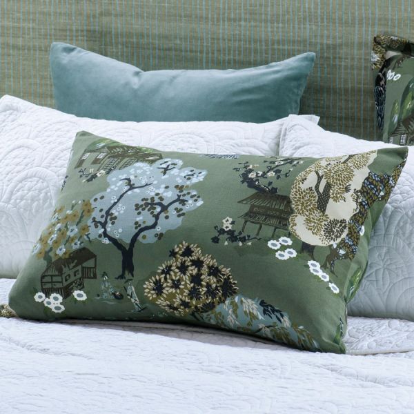 Bianca Lorenne Yuttari Sage Pillowcase Pair | Allium Interiors