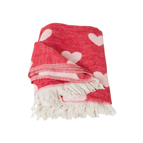 Rice Blanket Pink Red Heart | Allium Interiors