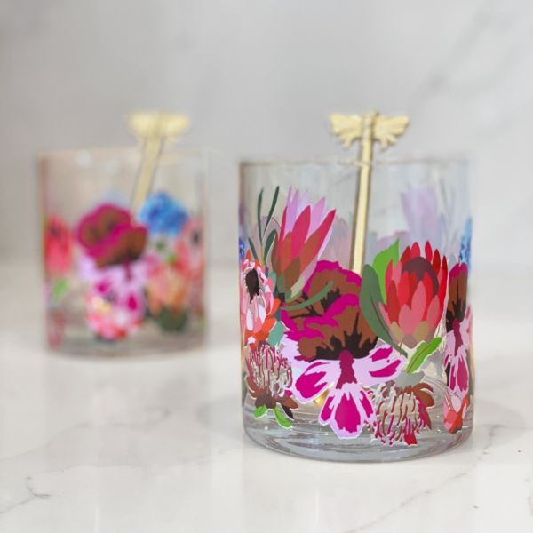 Nel Lusso Botanic Blooms Glass Set of 4 | Allium Interiors