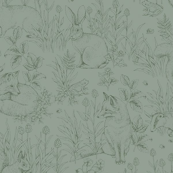 Borastapeter Wallpaper Forest Friends Green | Allium Interiors