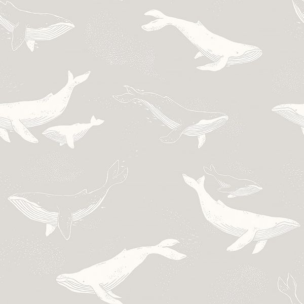 Borastapeter Wallpaper Whales Grey | Allium Interiors