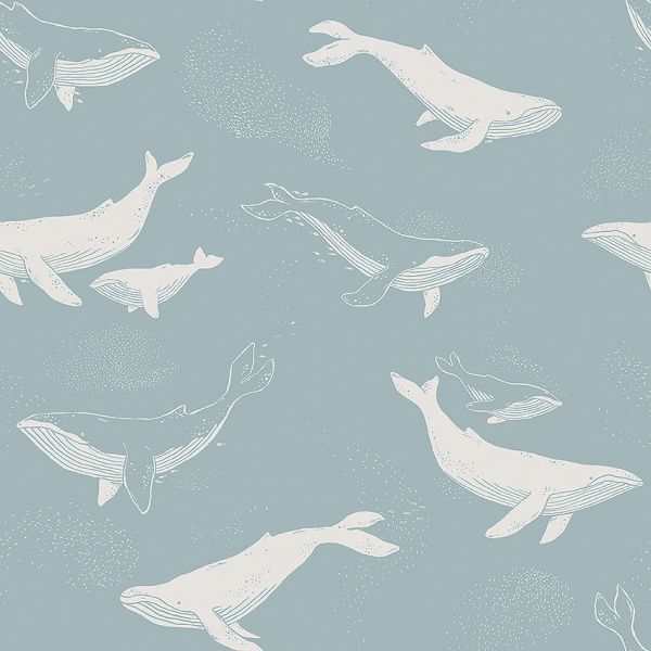 Borastapeter Wallpaper Whales Blue | Allium Interiors
