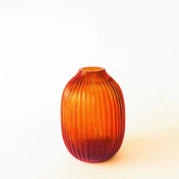 Brian Tunks Cut Glass Vase Pod Blood Orange | Allium Interiors