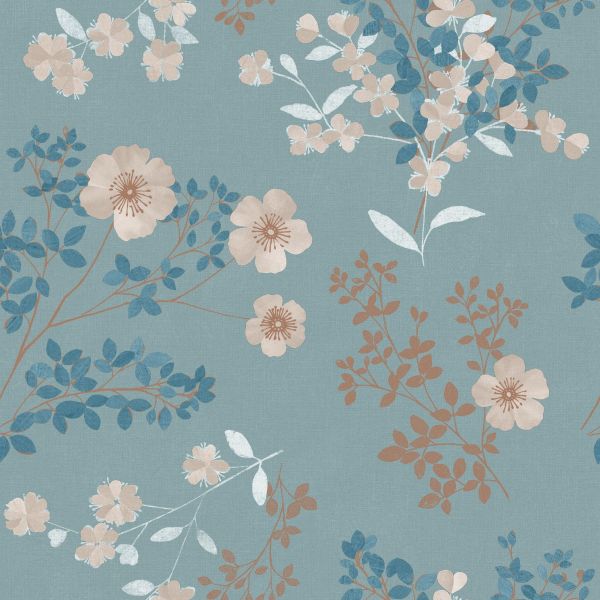 Borastapeter Wallpaper Prairie Rose Teal | Allium Interiors