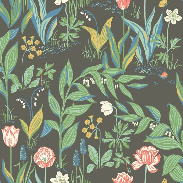 Borastapeter Wallpaper Spring Garden Black | Allium Interiors
