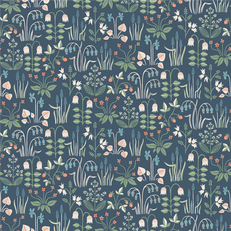 Borastapeter Wallpaper Strawberry Field Midnight Blue | Allium Interiors