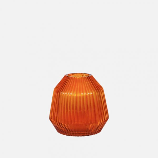 Brian Tunks Cut Glass Vase Conical Mini Blood Orange  | Allium Interiors