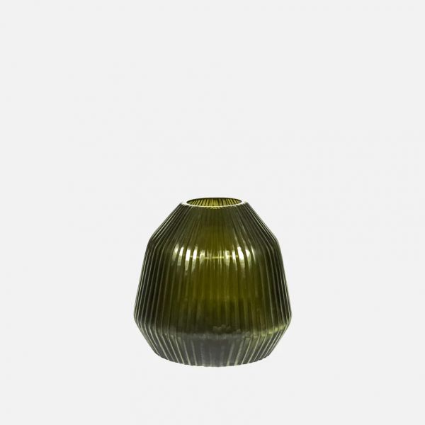 Brian Tunks Cut Glass Vase Conical Mini Olive | Allium Interiors