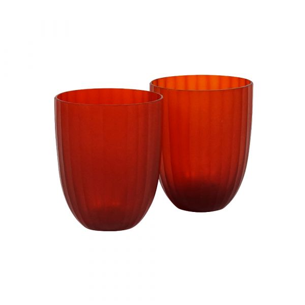 Brian Tunks Cut Glass Tumbler Iguassu S/2 Blood Orange | Allium Interiors
