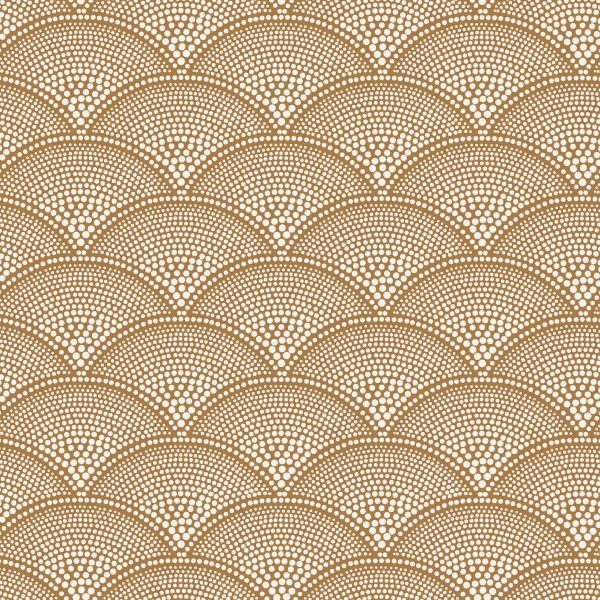 Cole And Son Fabric Feather Fan Jacquard Cream on Ginger | Allium Interiors