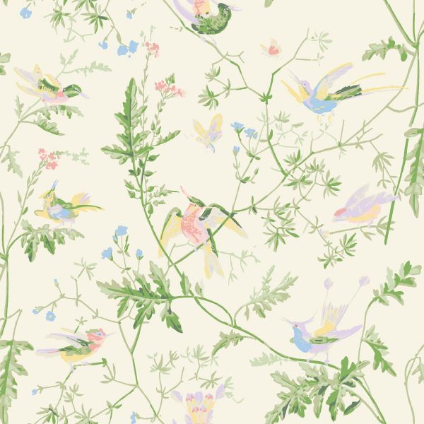Cole And Son Fabric Hummingbirds Silk Bright Multi | Allium Interiors