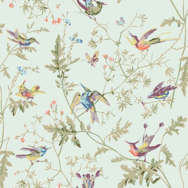 Cole And Son Fabric Hummingbirds Duck Egg | Allium Interiors