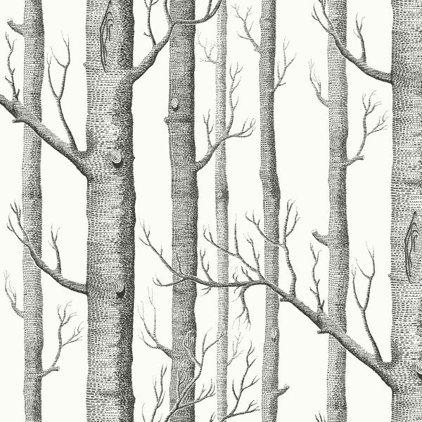 Cole And Son Fabric Woods Linen Union Black on White | Allium Interiors
