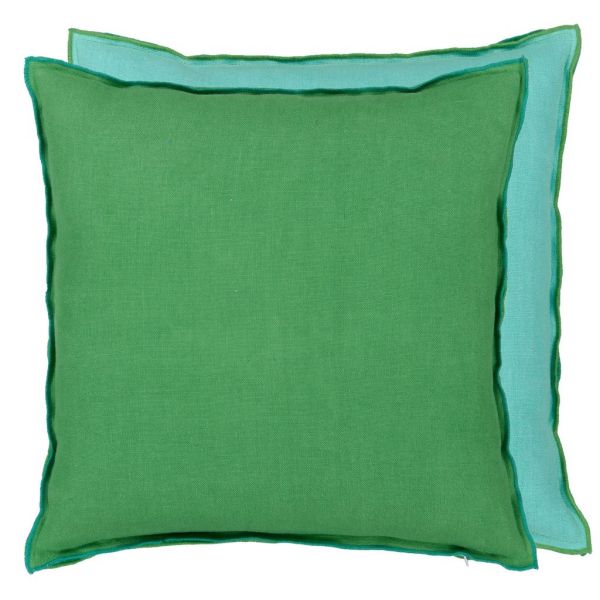 Designers Guild Cushion Brera Lino Emerald & Capri | Allium Interiors