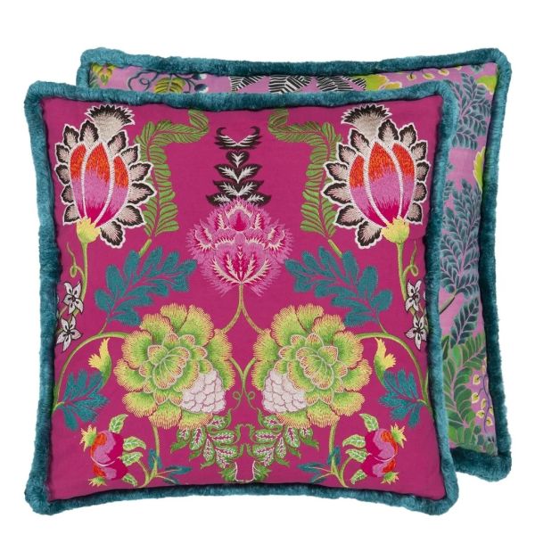 Designers Guild Cushion Brocart Decoratif Embroidered Cerise | Allium Interiors
