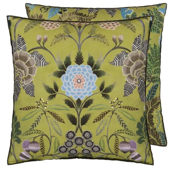 Designers Guild Cushion Brocart Decoratif Linen Moss | Allium Interiors