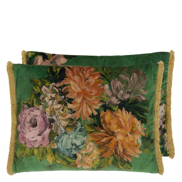 Designers Guild Cushion Fleurs D Artistes Velours Vintage Green | Allium Interiors