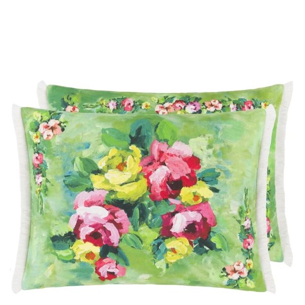 Designers Guild Cushion Ghirlanda Emerald Linen | Allium Interiors