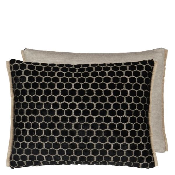 Designers Guild Cushion Jabot Noir | Allium Interiors