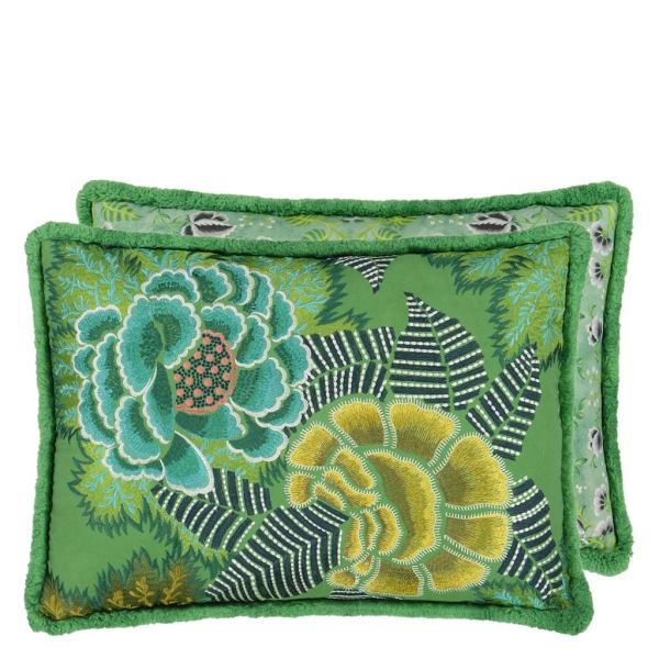 Designers Guild Cushion Rose De Damas Embroidered Jade | Allium Interiors