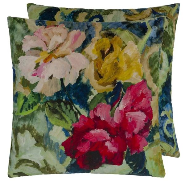 Designers Guild Cushion Tapestry Flower Vintage Green | Allium Interiors