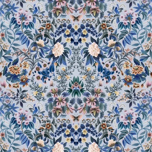 Designers Guild Fabric Ikebana Damask Slate Blue | Allium Interiors