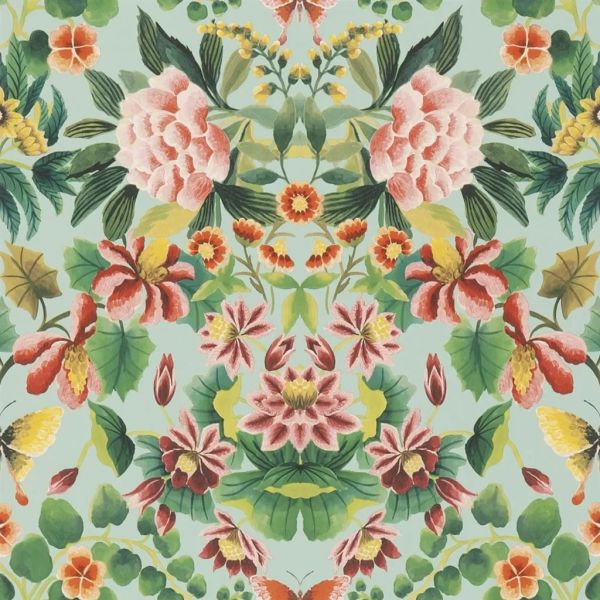 Designers Guild Wallpaper Ikebana Damask Aqua | Allium Interiors