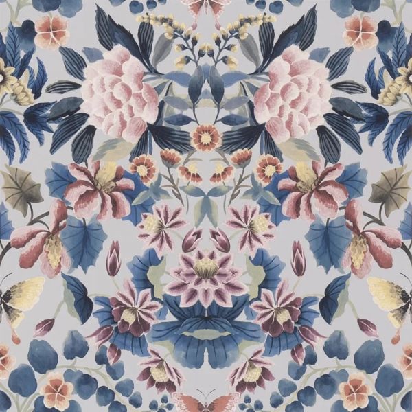 Designers Guild Wallpaper Ikebana Damask Slate Blue | Allium Interiors