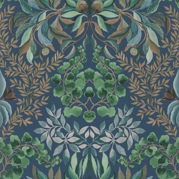 Designers Guild Wallpaper Karakusa Midnight | Allium Interiors
