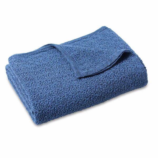 Dlux Cot Blanket Lacey Knitted Wool Denim | Allium Interiors