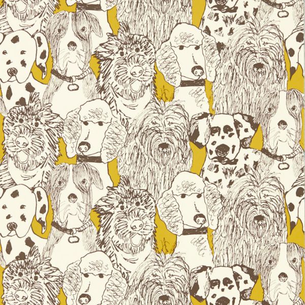 Scion Wallpaper Doggy Day Care Mustard | Allium Interiors