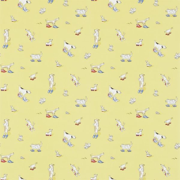 Sanderson Wallpaper Dogs in Clogs Yellow | Allium Interiors