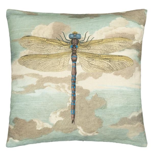John Derian Cushion Dragonfly Over Clouds Sky Blue | Allium Interiors