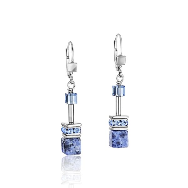 COEUR de LION Earrings Geocube Sodalite & Haematite Blue | Allium Interiors
