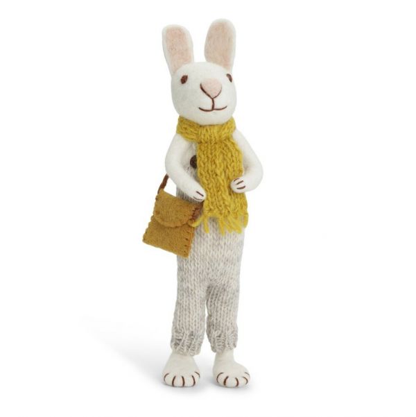 En Gry & Sif Easter Bunny Big White With Ochre Scarf | Allium Interiors