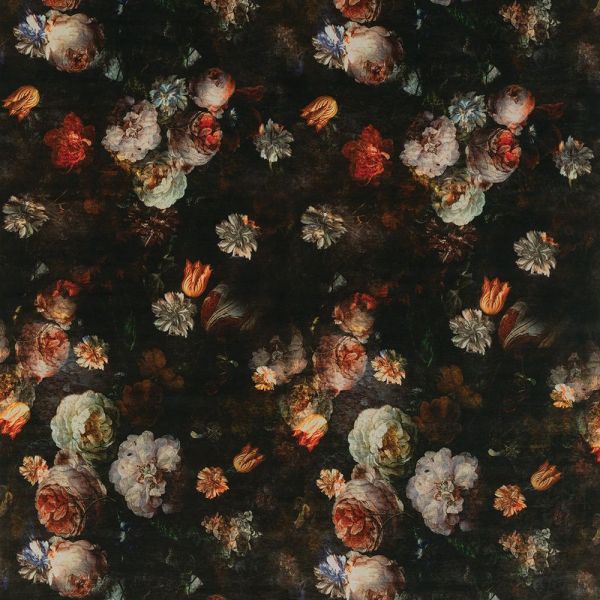 Osborne & Little Fabric Pellestrina Coral/Cream/Black | Allium Interiors